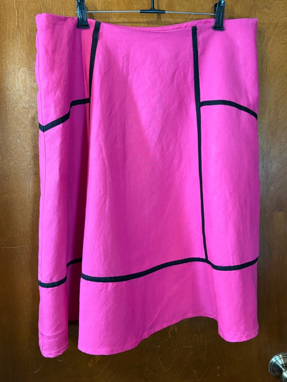 Hot Pink A-Line Skirt with Black Trim